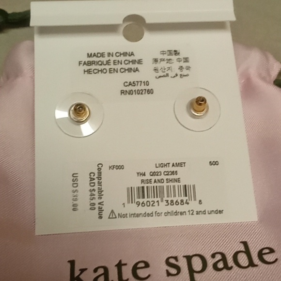 NWT 🎉 HP🎉 Kate Spade rise and shine amethyst studs earingsl - Picture 5 of 5